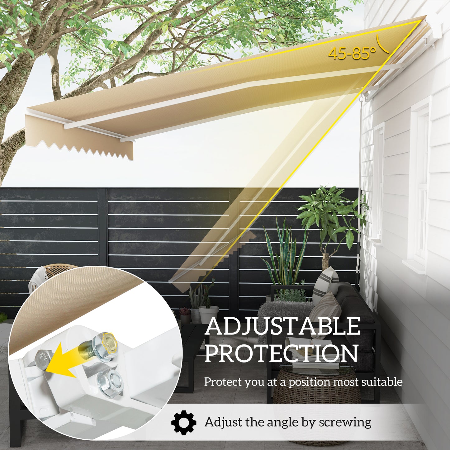 Outsunny 13' x 8' Retractable Patio Awning - UV & Water-Resistant Beige Shade