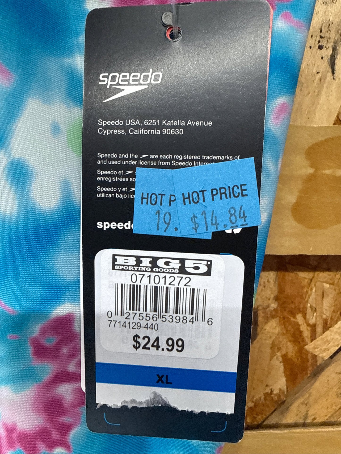 Speedo Little Kids' Printed Splice Short Sleeve Rash Guard - Blue Atoll, XL