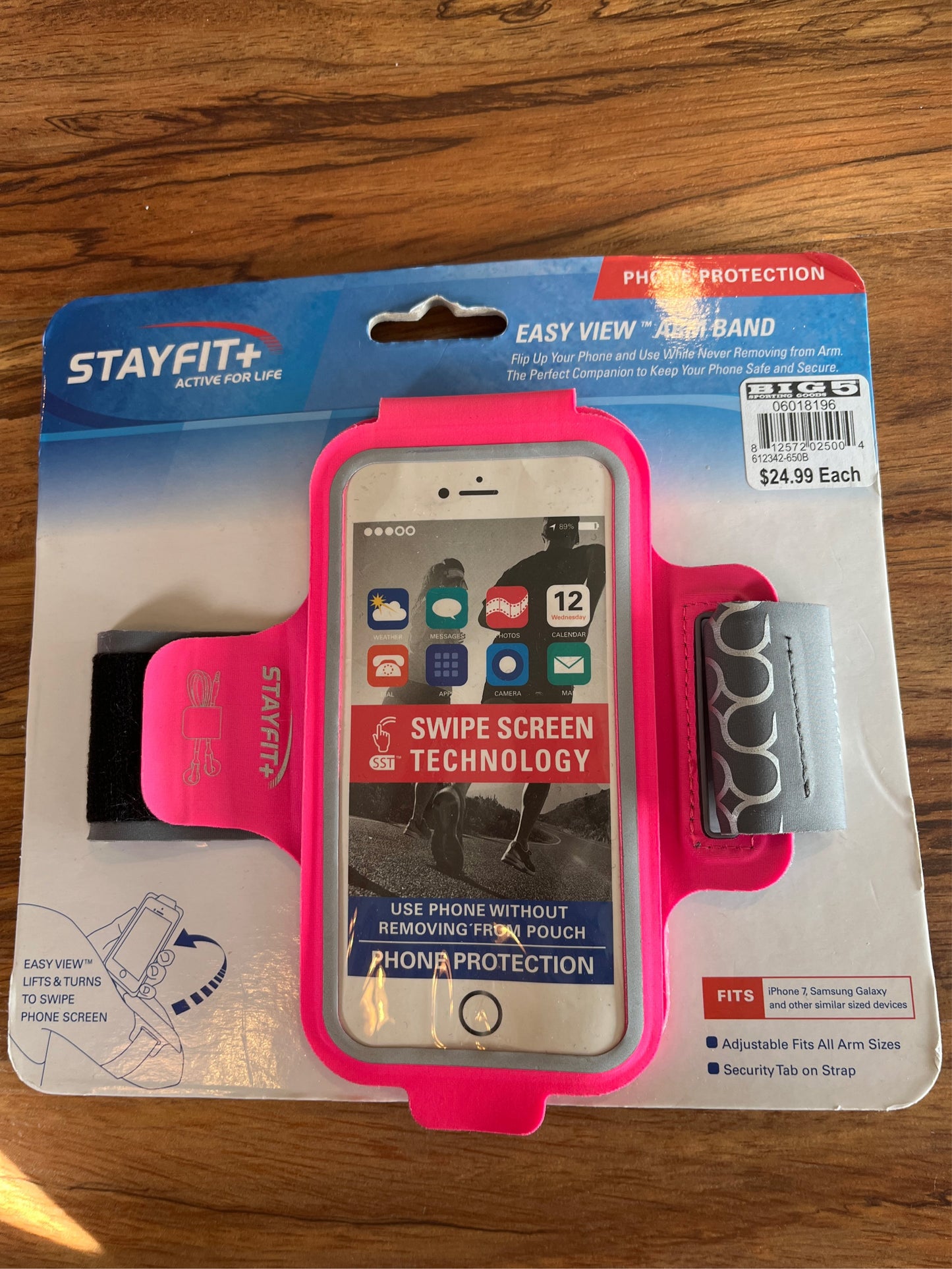 Stay Fit Easy View Running Armband Phone Holder - Deep Pink