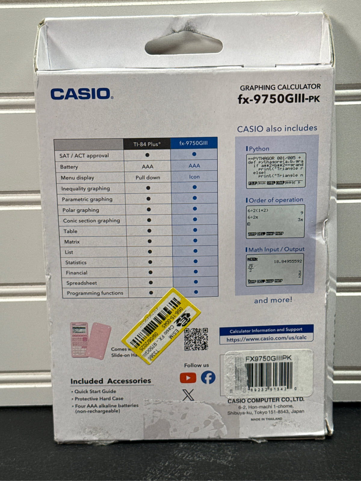 Casio FX-9750GIII Graphing Calculator, Pink - ACT & SAT Approved