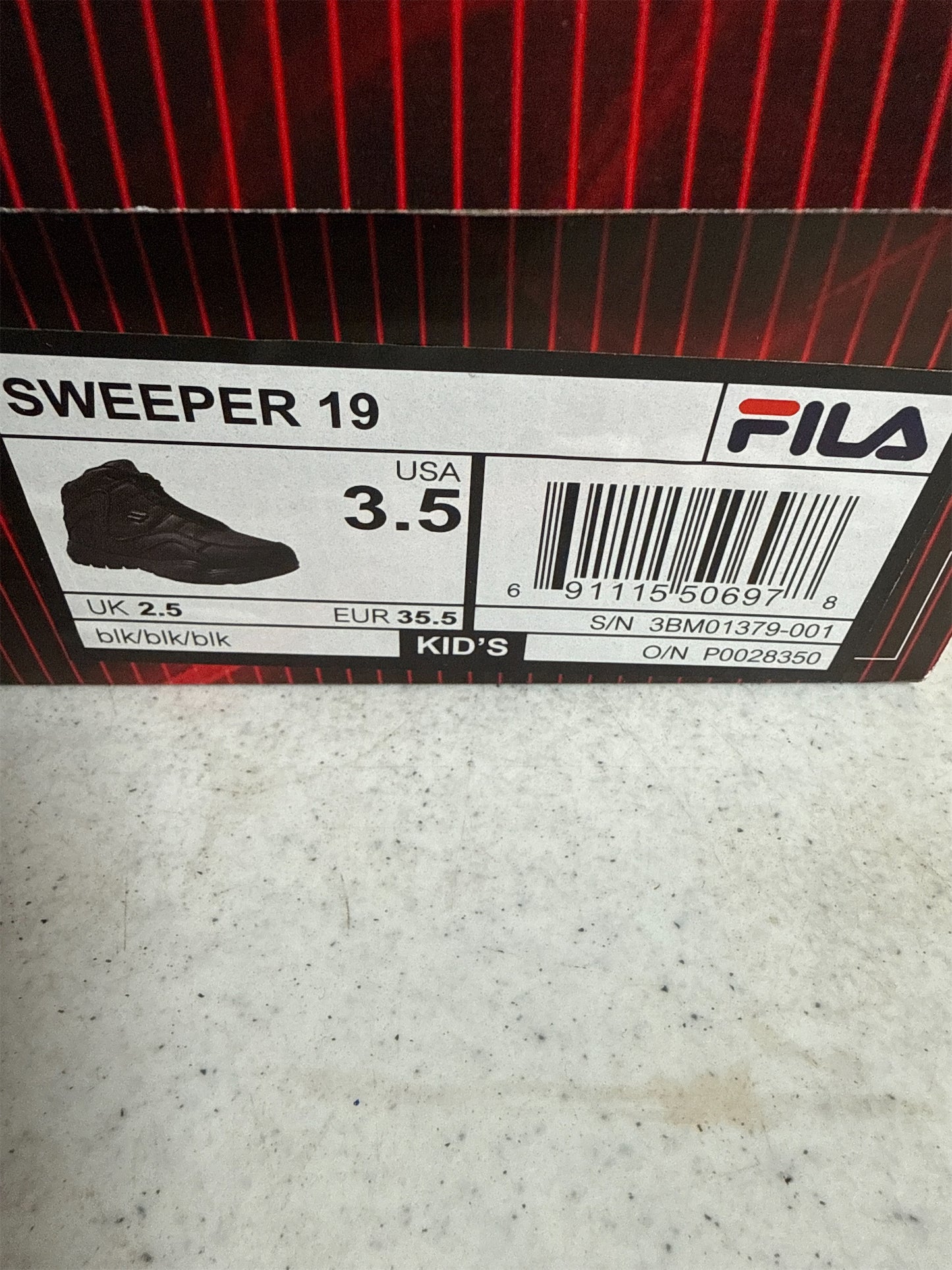 Fila Kids' Sweeper 19 Basketball Shoes - Black, Size 3.5