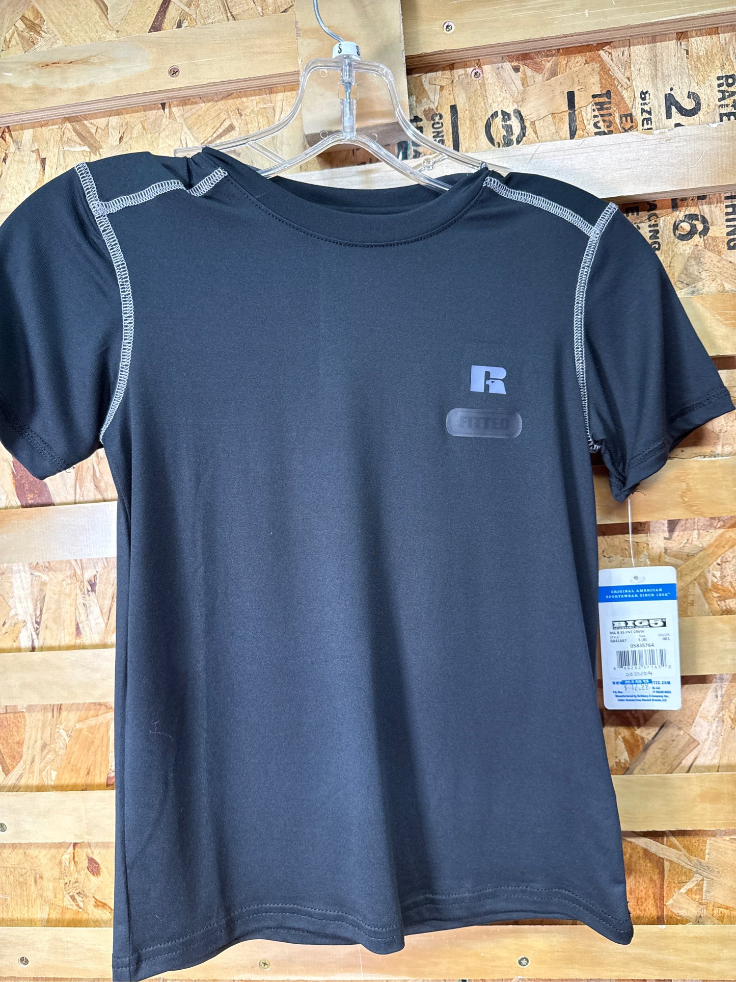 Russell Athletic Boys' Fitted Short-Sleeve Athletic T-Shirt - Black, Size S (8)