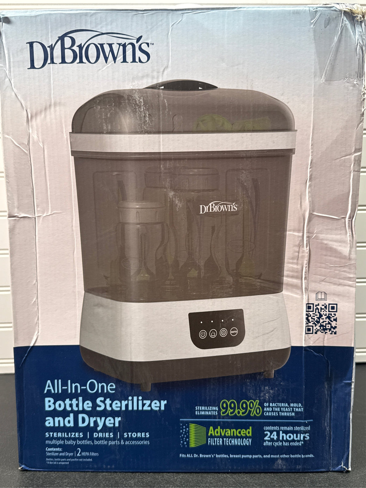 Dr. Brown's All-In-One Baby Bottle Sterilizer and Dryer - Gray/White