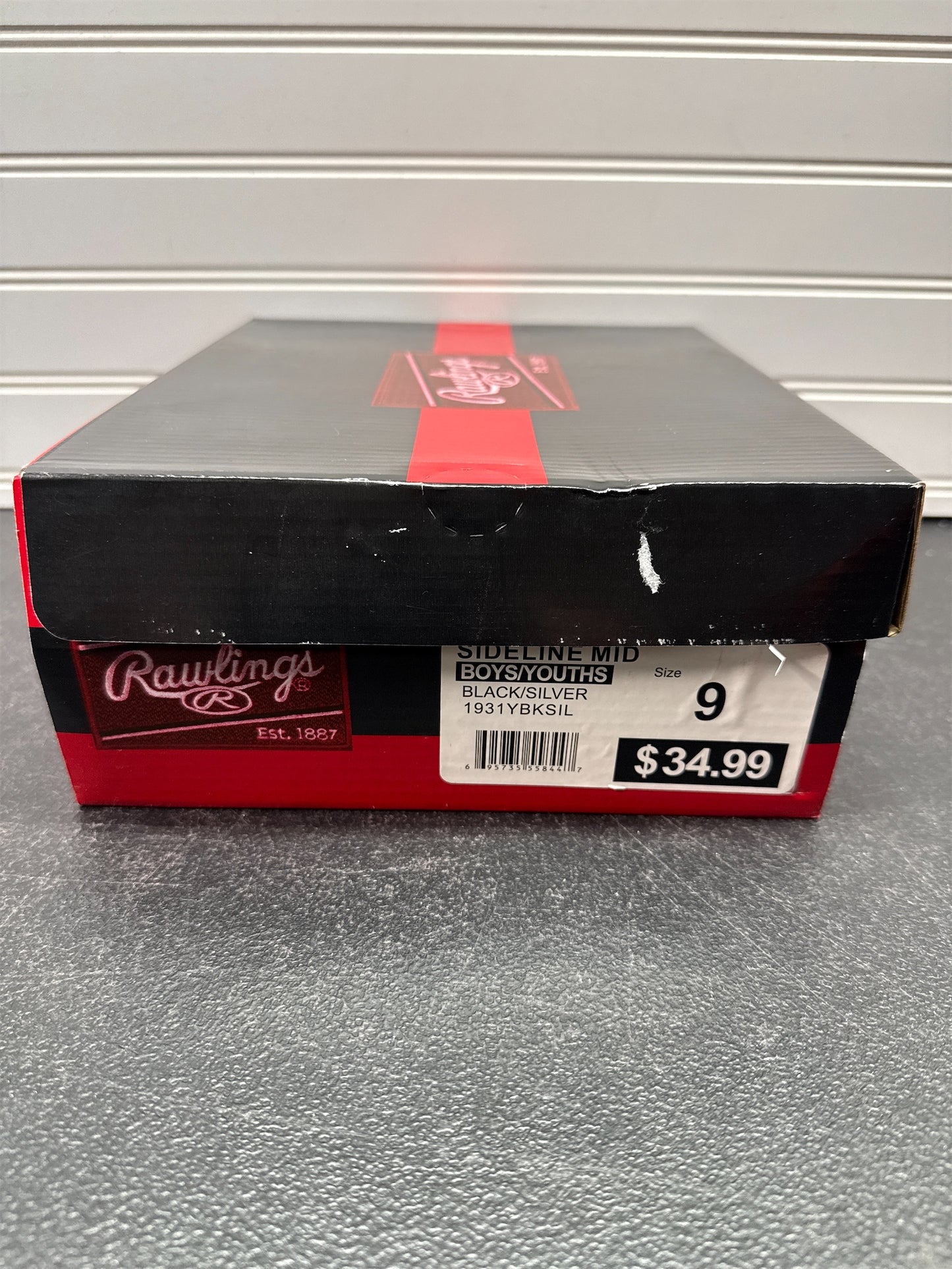 Rawlings Sideline Mid Youth Baseball Cleats - Black/Silver, Size 9