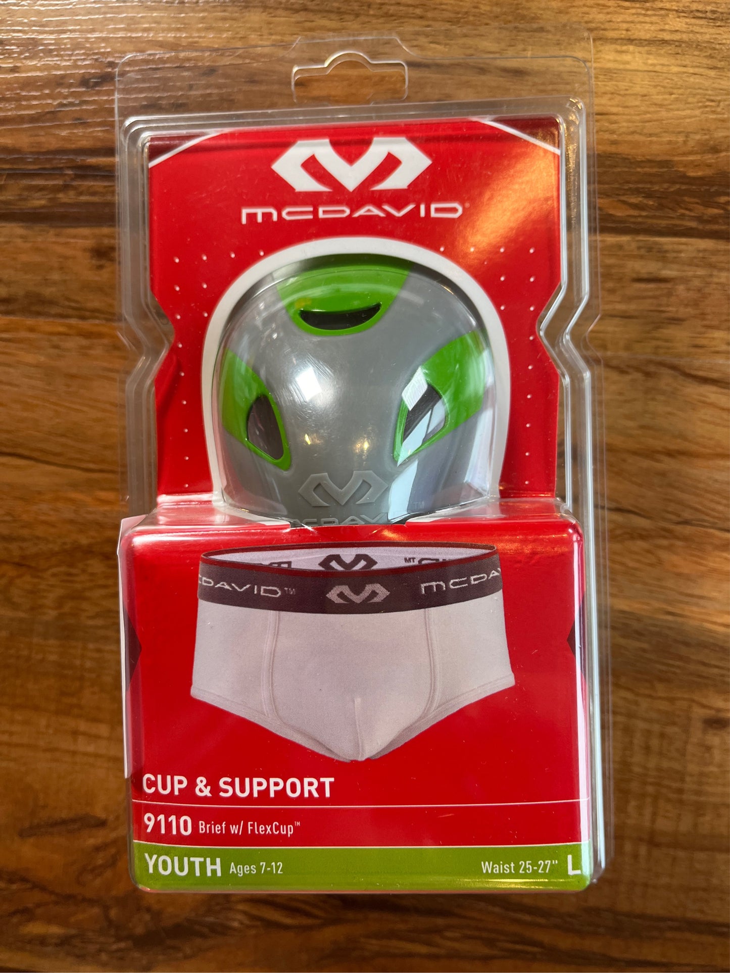 McDavid Youth Classic Athletic Brief with Flex Cup - White, Size Large