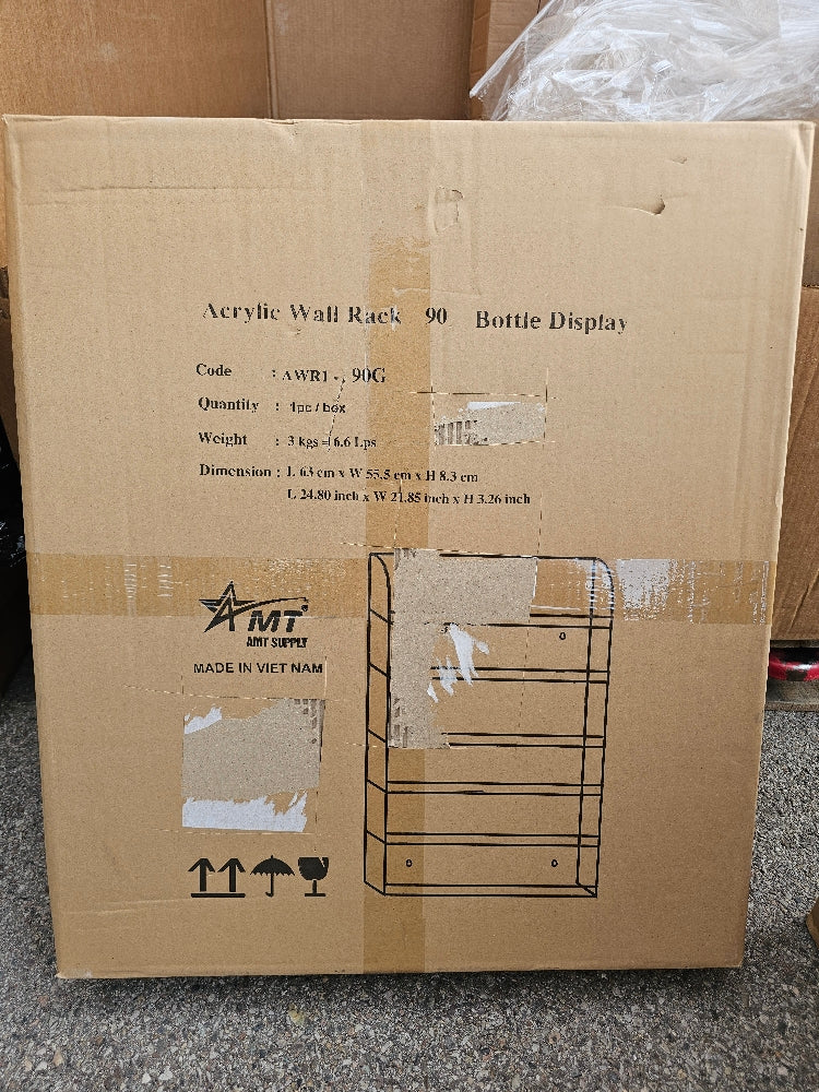 AMT Acrylic Wall-Mounted Nail Polish Display Rack - 96 Bottle Capacity