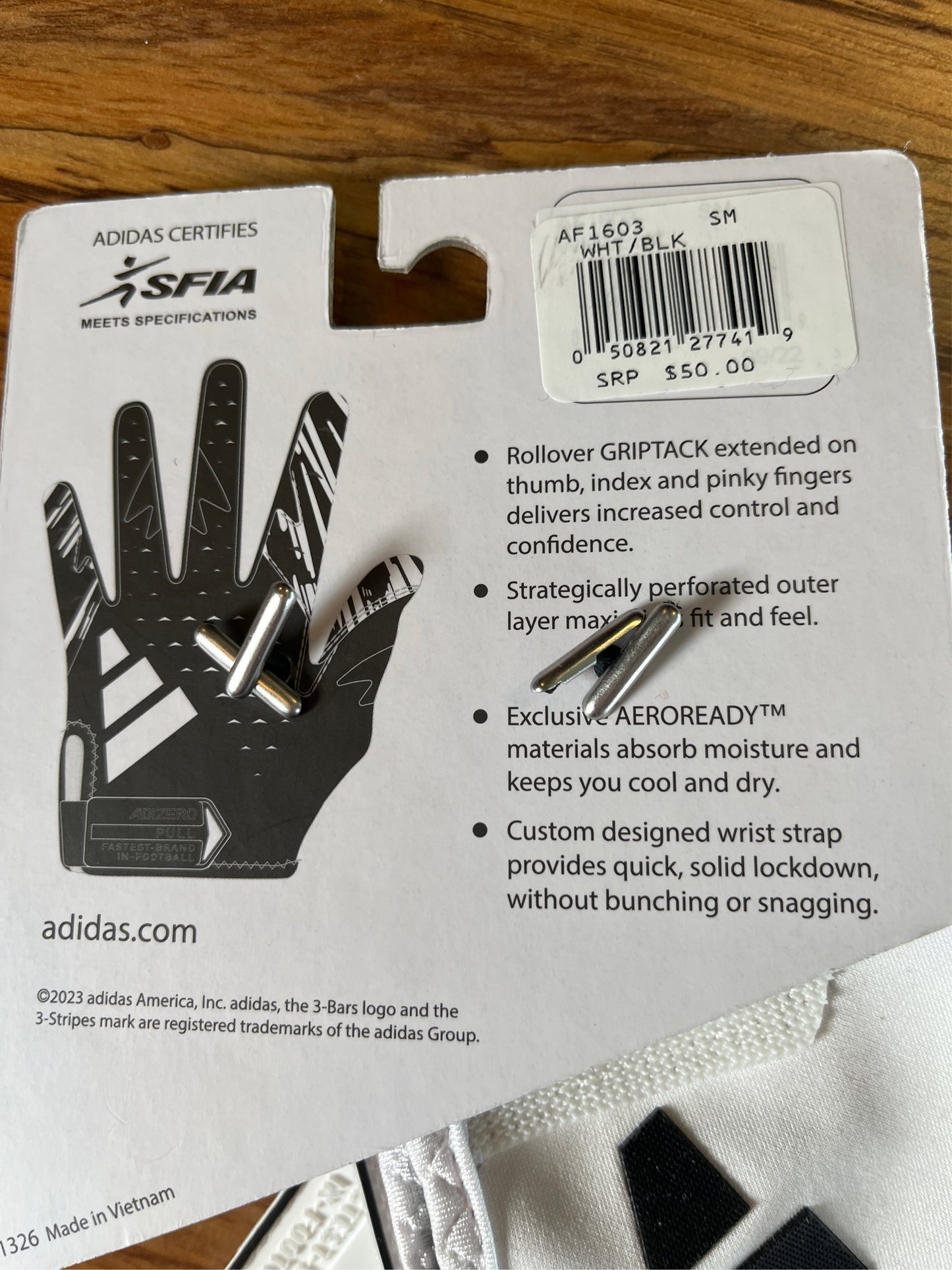 Adidas Adizero 13 Men's Football Receiver Gloves - White/Black, Small