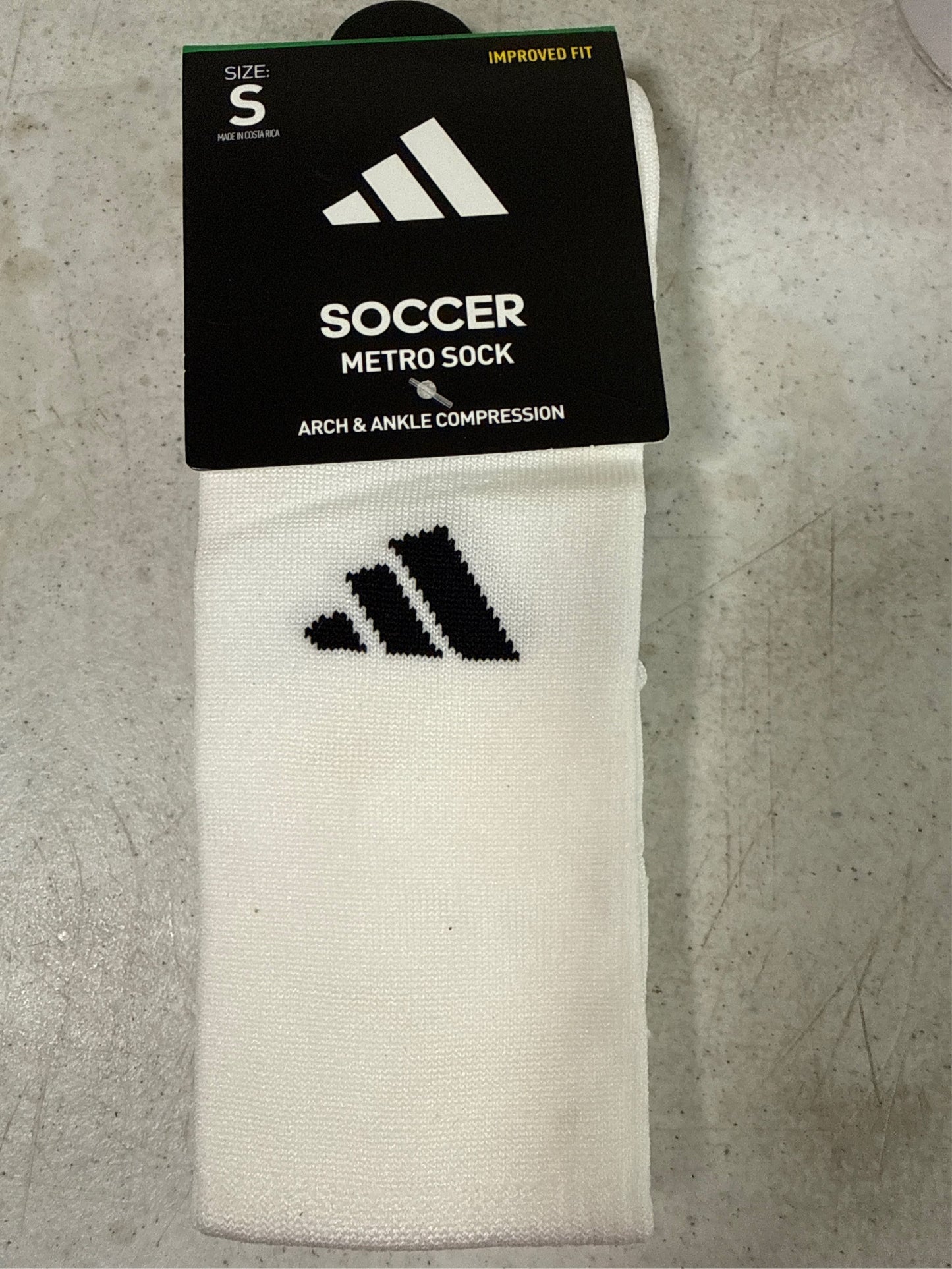 Adidas Unisex Metro VI Soccer Socks - White/Clear Grey/Black, Size Small