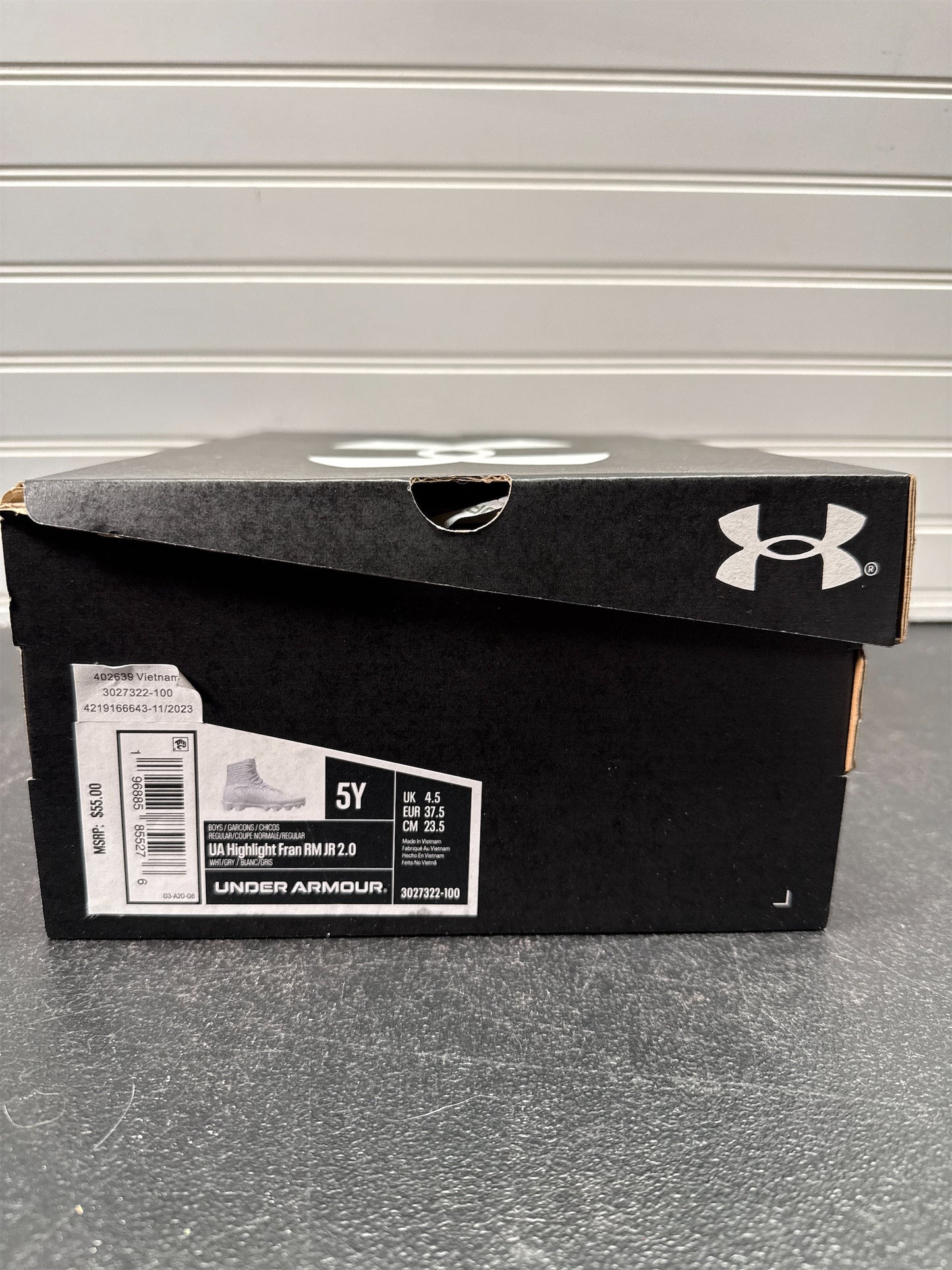 Under Armour Youth Highlight Franchise 2.0 RM Football Cleats - White/Silver, 5Y