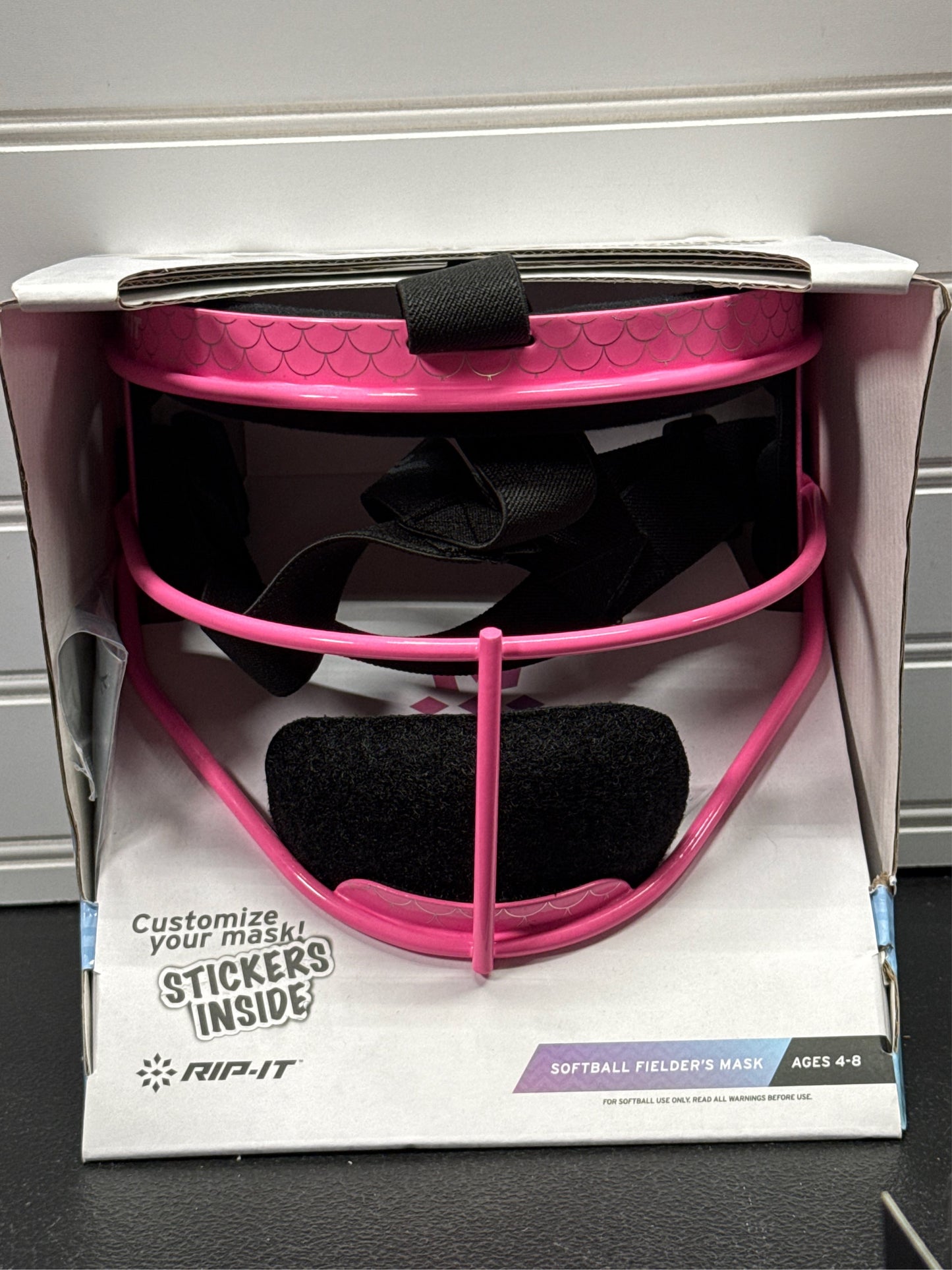 RIP-IT Girls Play Ball Softball Fielder's Mask (Ages 4-8) - Pink