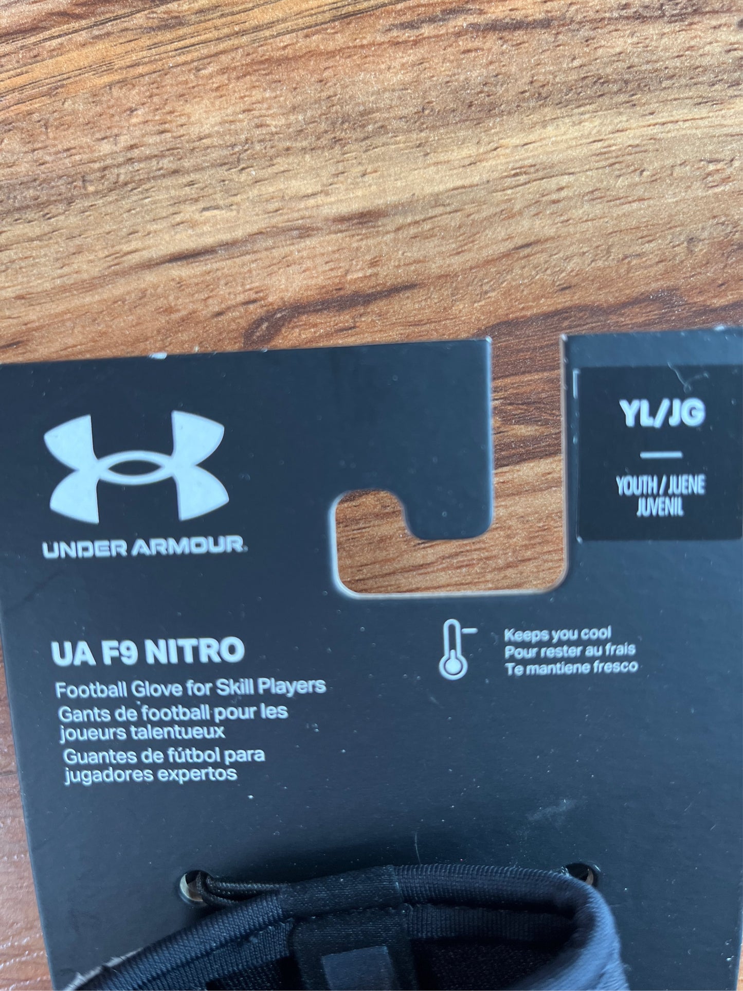 Under Armour Youth F9 Football Receiver Gloves - Black/Silver, Large