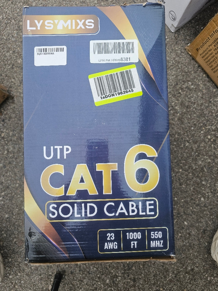 Lysymixs 1000ft Cat6 Ethernet Cable - 10G 550MHz UTP Solid Bulk Cable, Blue