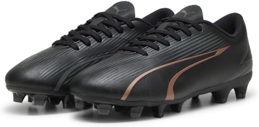 Puma Ultra Play FG/AG Junior Soccer Cleats - Black/Copper Rose, Size 6.5