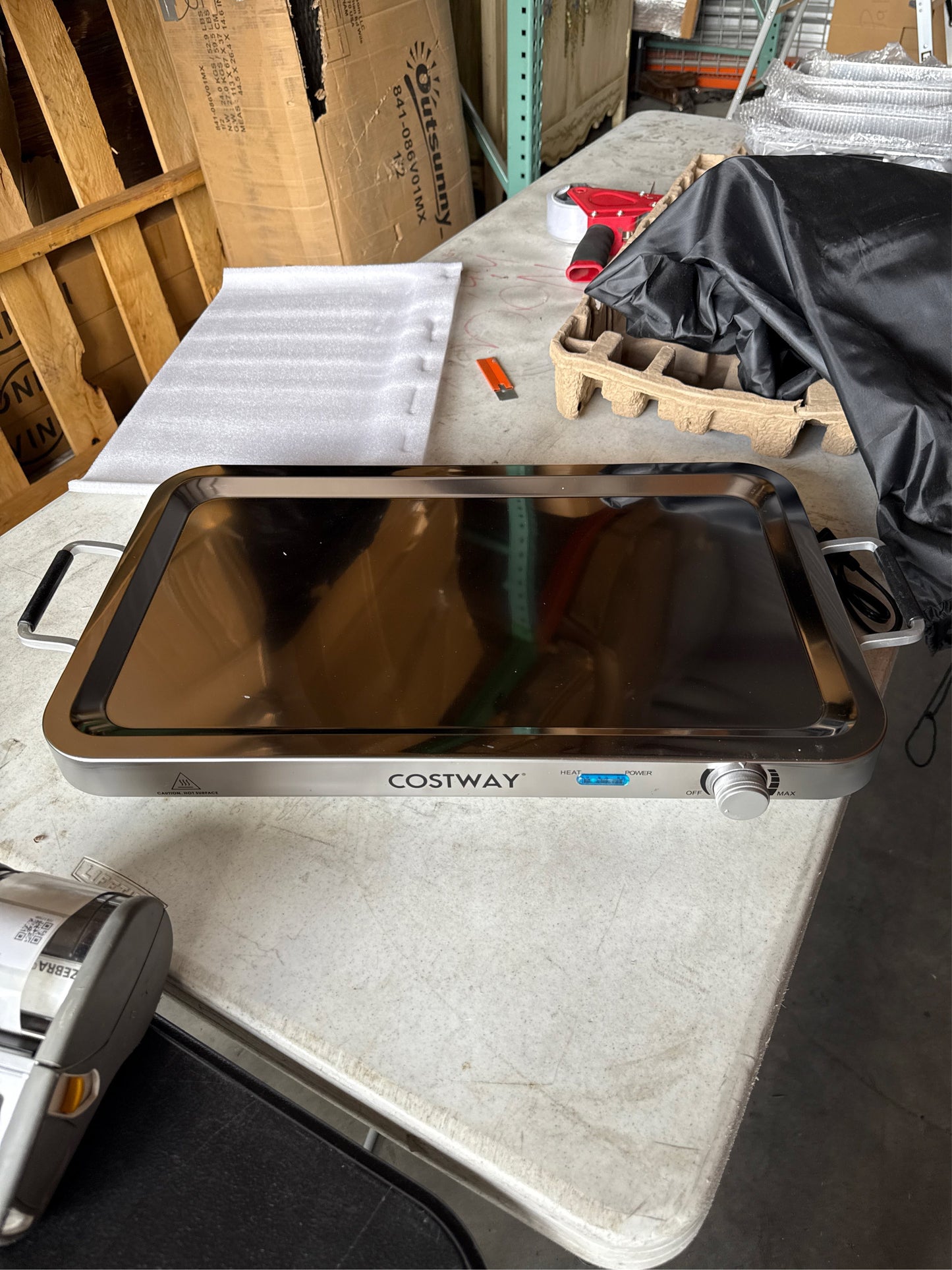 Costway 450W Stainless Steel 3-Section Buffet Server & Electric Warming Tray