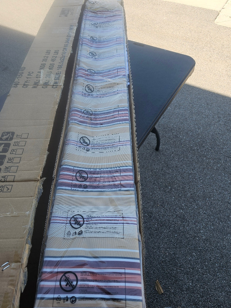 Outsunny Manual Retractable Awning Sun Shade Canopy, Red/Beige Striped