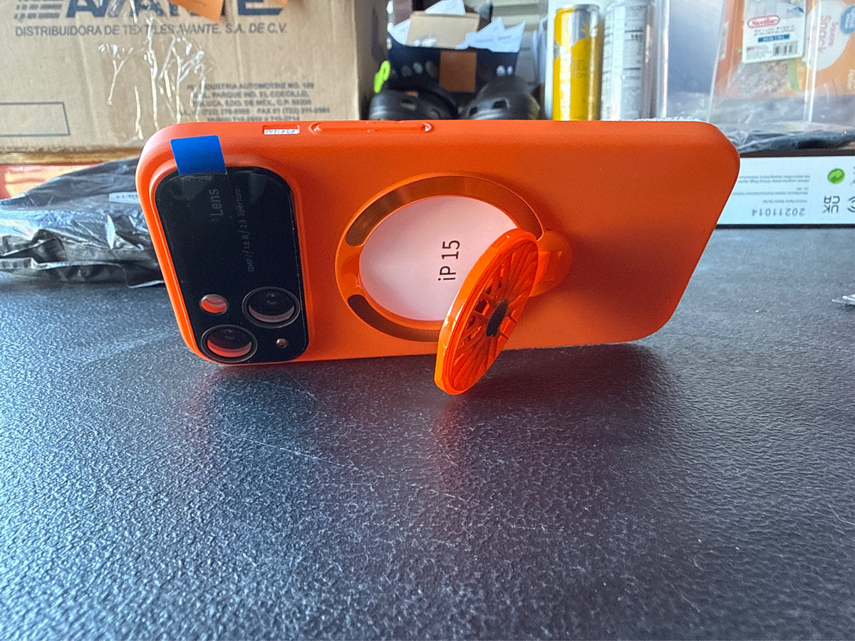 Magnetic Kickstand Case for iPhone 15 Series - Orange