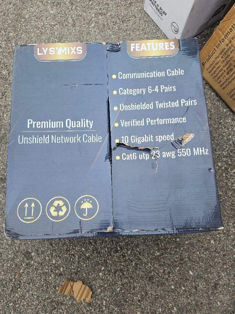 Lysymixs 1000ft Cat6 Ethernet Cable - 10G 550MHz UTP Solid Bulk Cable, Blue