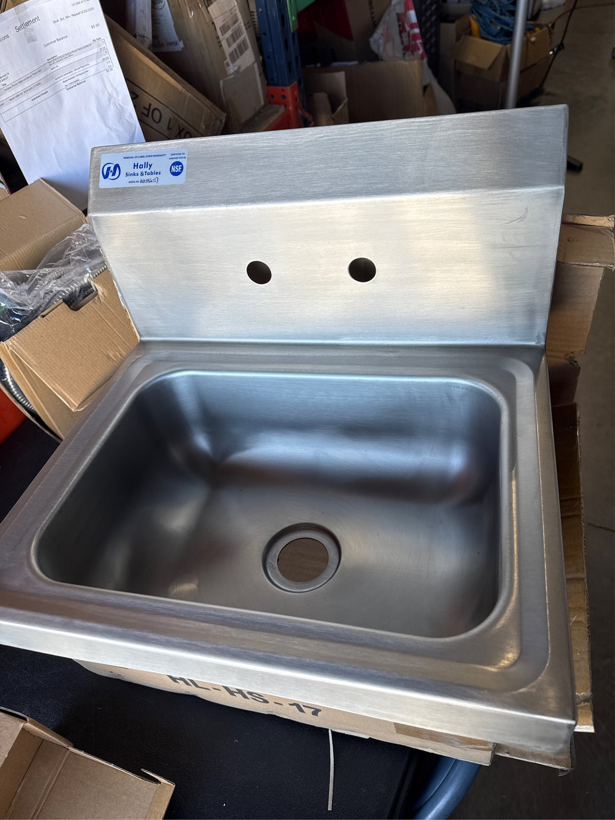 Hally HL-HS-17 Stainless Steel Wall Mount Sink with Faucet - 17" x 15"