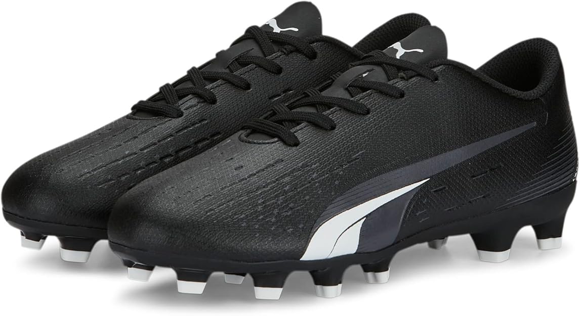 Puma Ultra Play Junior FG/AG Soccer Cleats - Black/White, Size 12