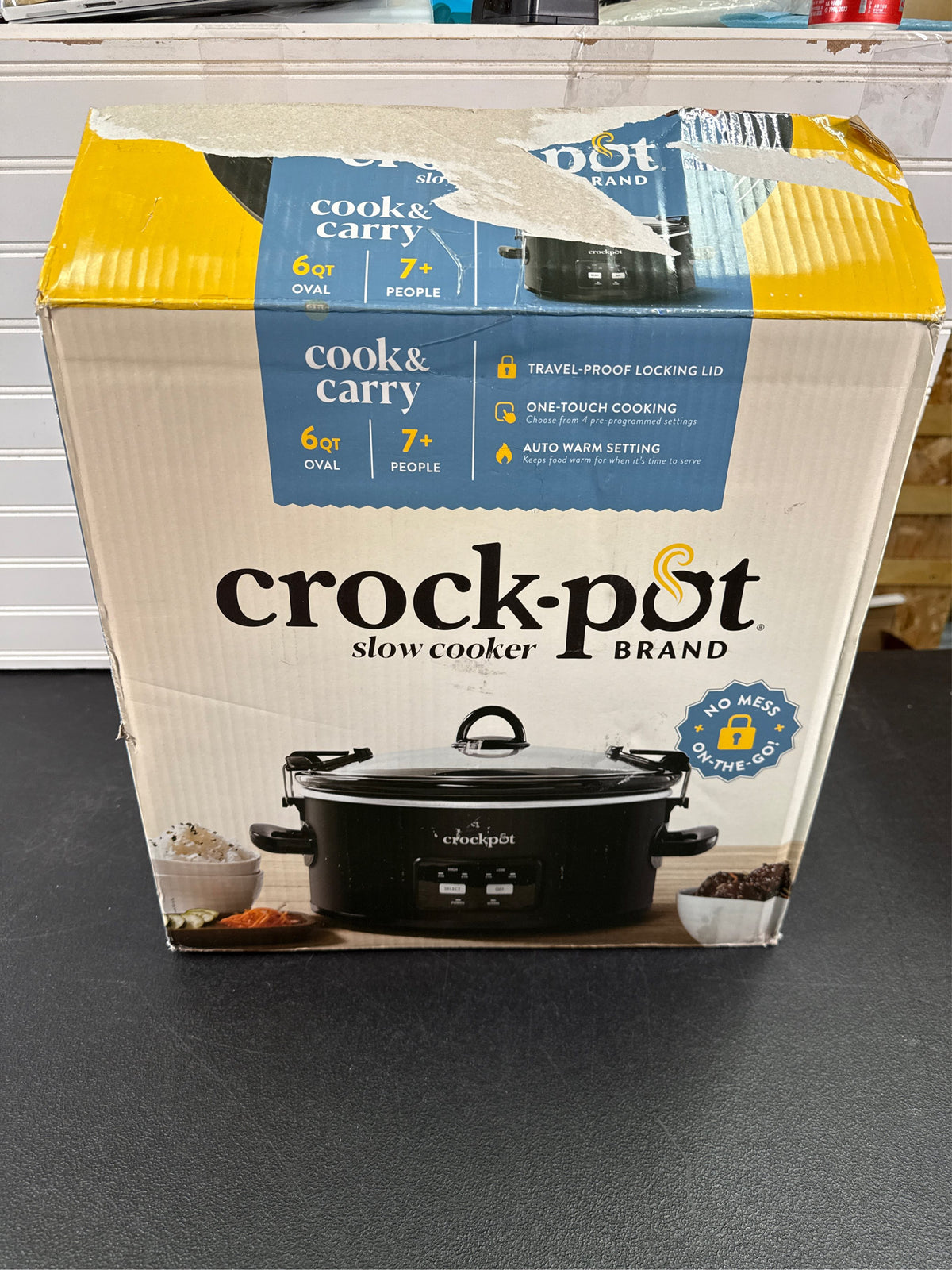 Crock-Pot 6-Quart Cook & Carry Slow Cooker with One-Touch Control, Matte Black