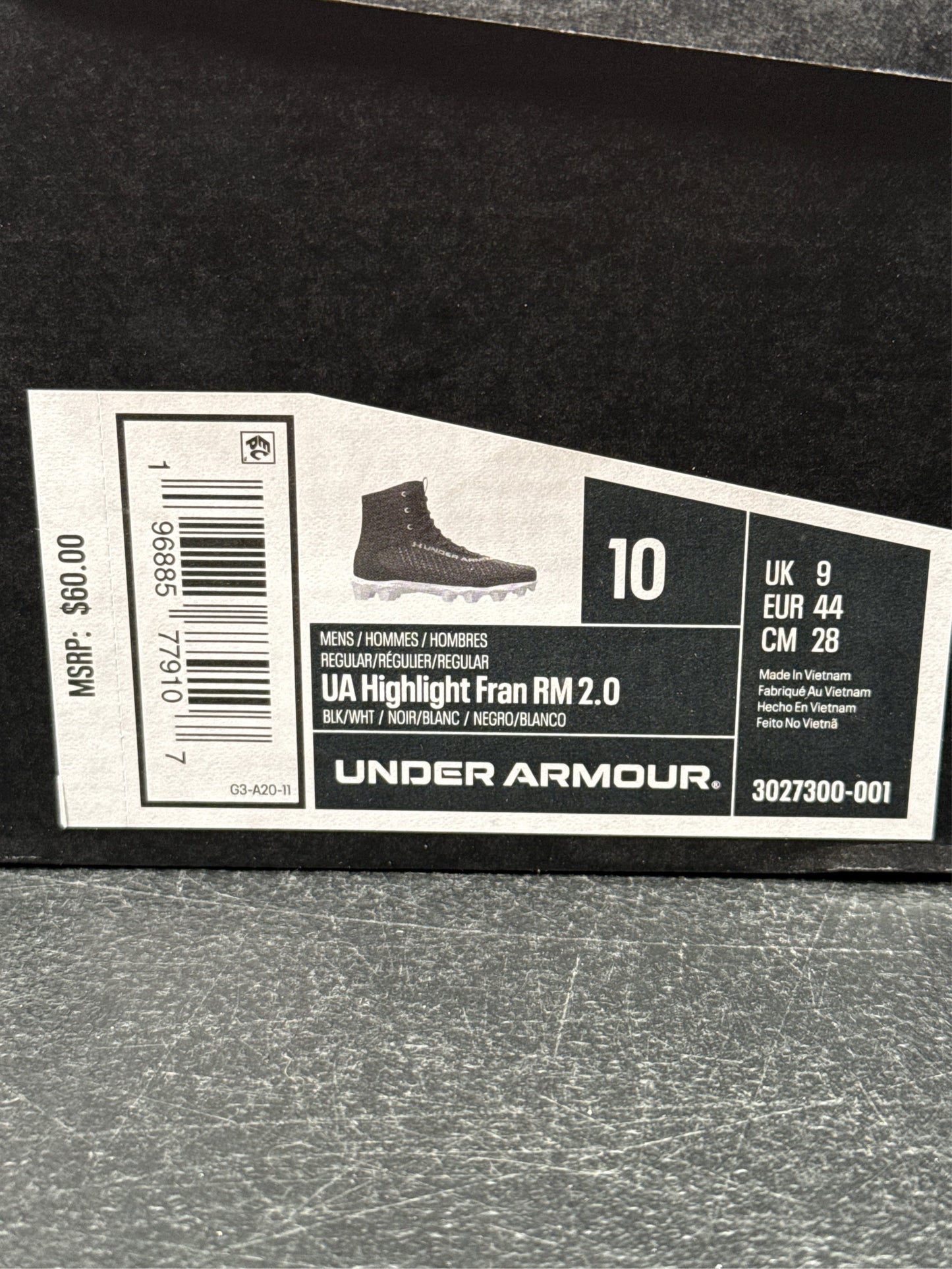 Under Armour Men's Highlight Franchise 2.0 RM Football Cleats - Black, Size 10