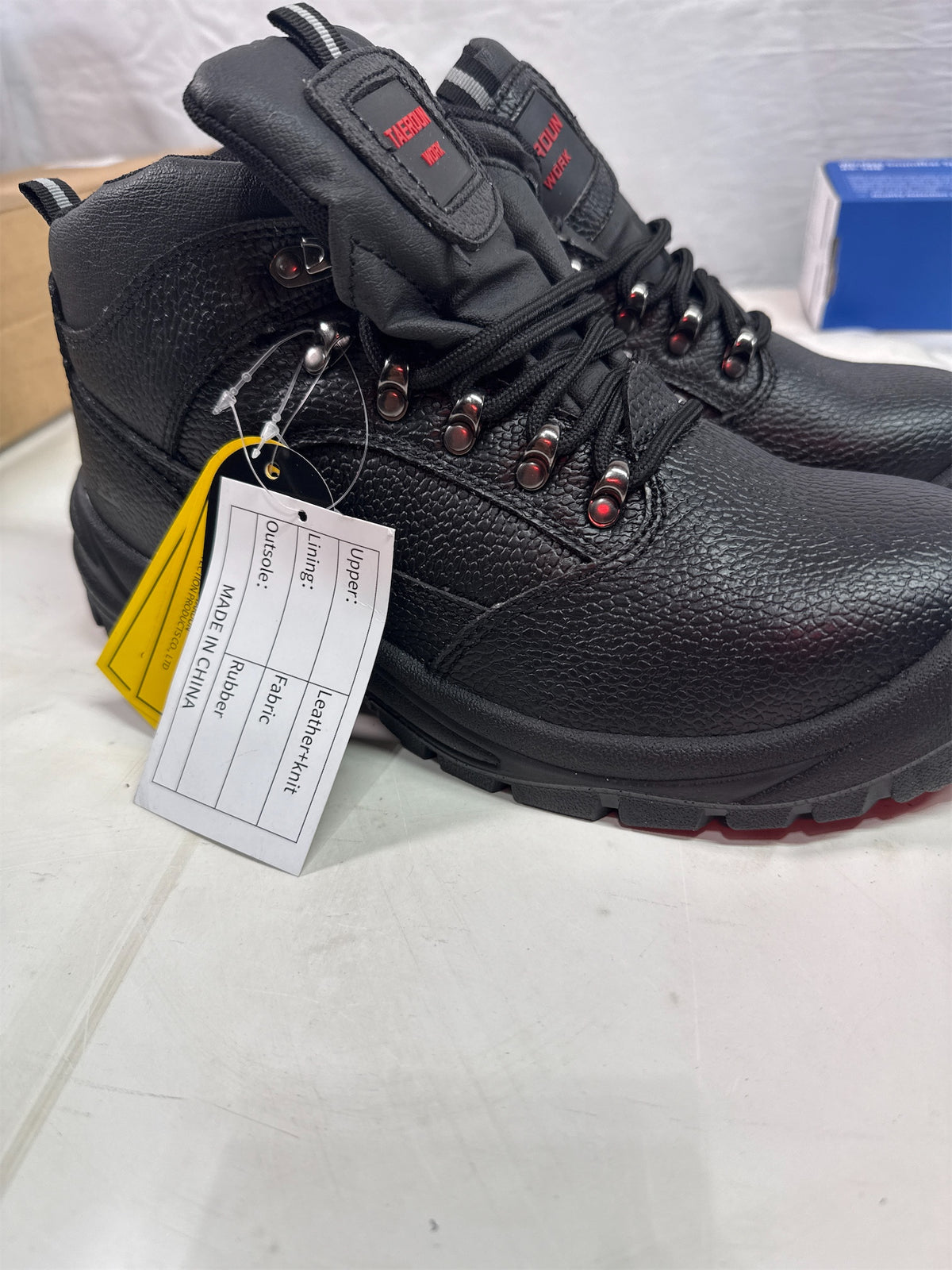 TAERDUN Men's Steel Toe Safety Work Shoes, Black - Size 9.5