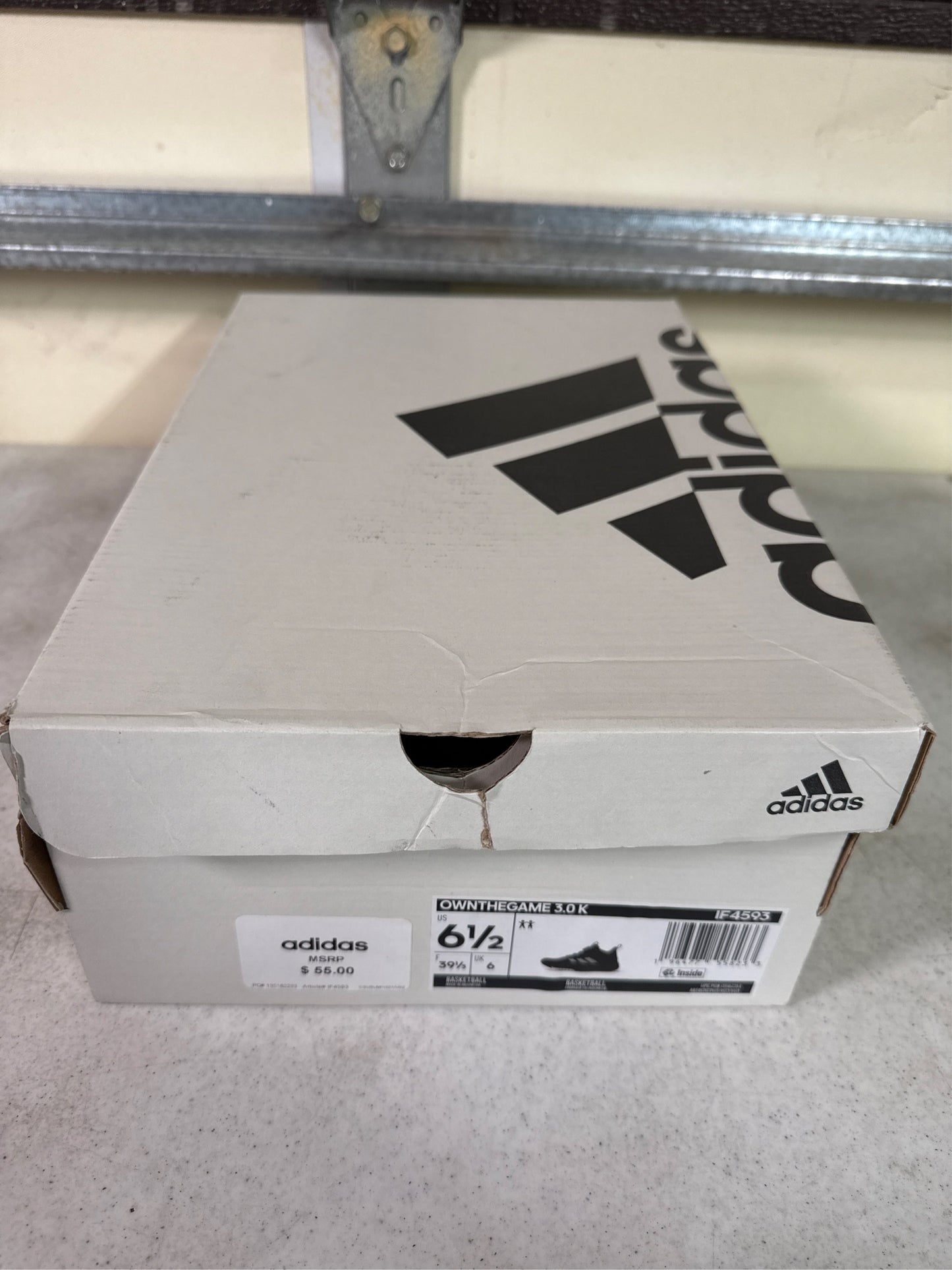 Adidas OwnTheGame 3.0 Big Kids' Basketball Shoes - Black/White, Size 6.5