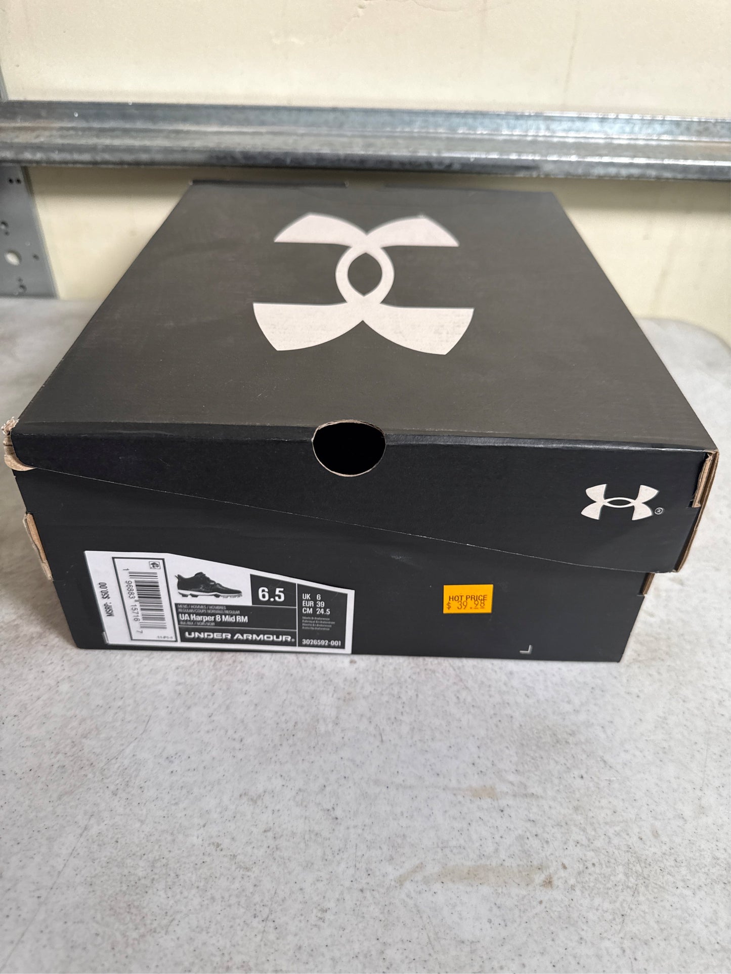 Under Armour Men's Harper 8 Mid RM Baseball Cleats - Black/Silver, Size 6.5