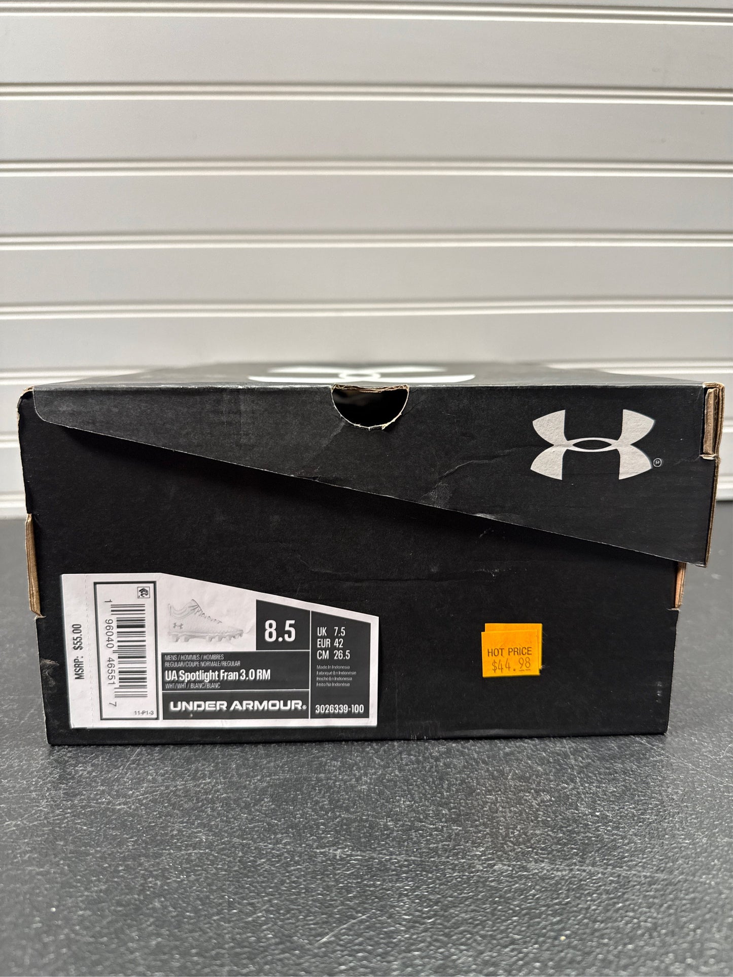 Under Armour Spotlight Franchise 3.0 RM Men's Football Cleats - White/Silver, Size 8.5