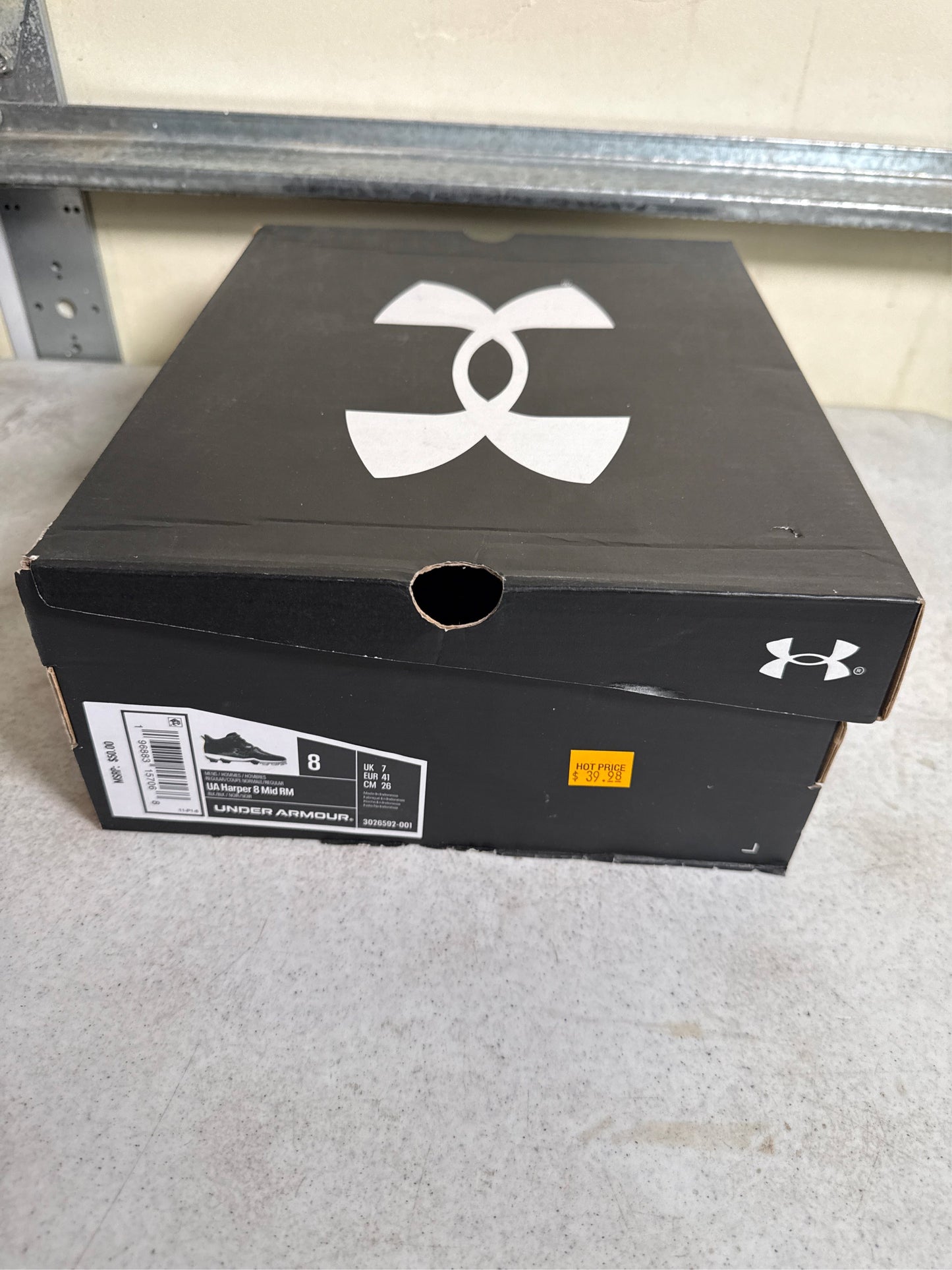 Under Armour Men's Harper 8 Mid RM Baseball Cleats - Black/Silver, Size 8