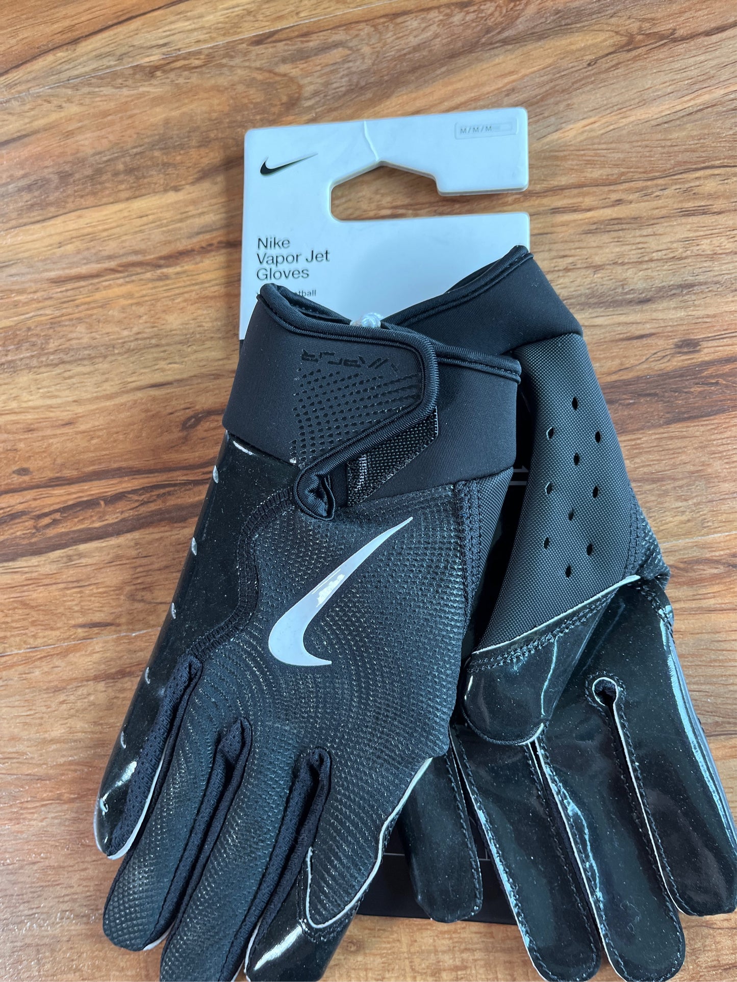 Nike Vapor Jet 8.0 Youth Football Gloves - Black/White, Medium