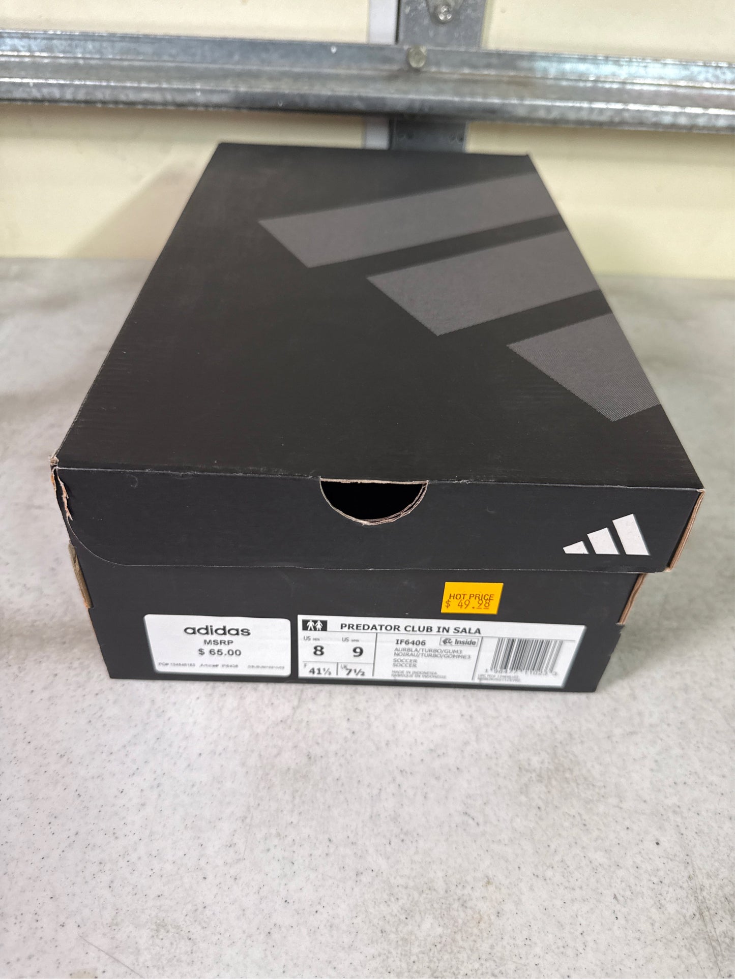 Adidas Predator Club Indoor Sala Soccer Shoes - Aurora Black/Turbo/Gum, 8M/9W