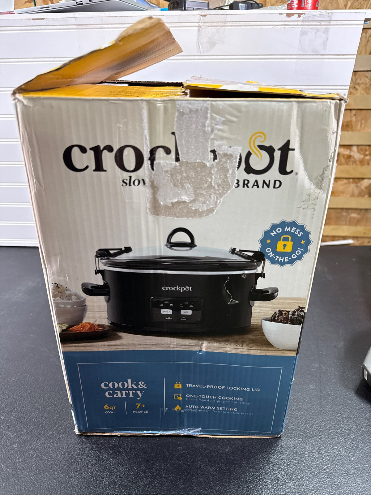 Crock-Pot 6-Quart Cook & Carry Slow Cooker with One-Touch Control, Matte Black