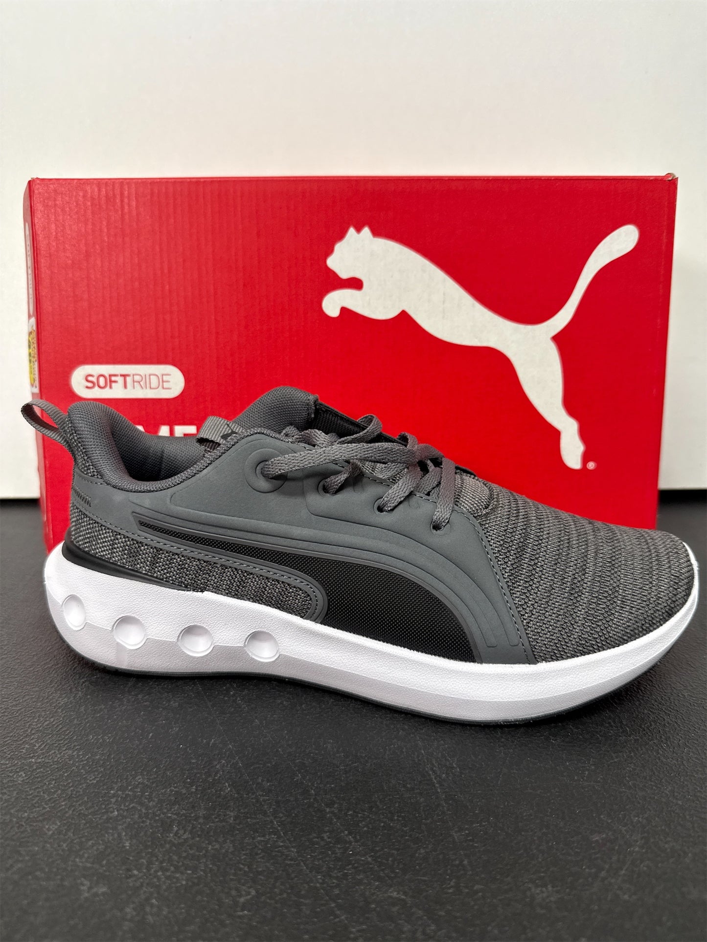 Puma Men's Softride Carson Knit Athletic Shoes - Dark Gray/Black, Size 7.5