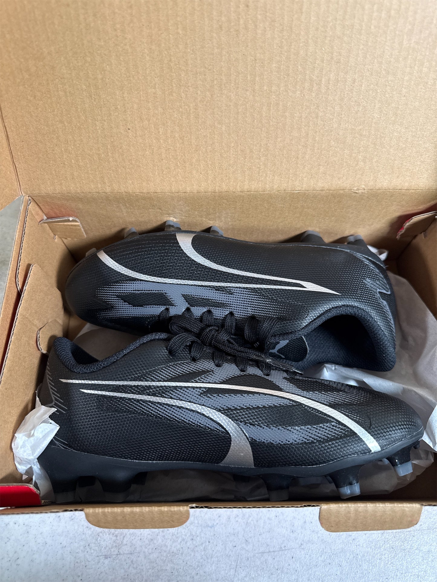 Puma Ultra Play FG/AG Junior Soccer Cleats - Black/Asphalt, Size 13
