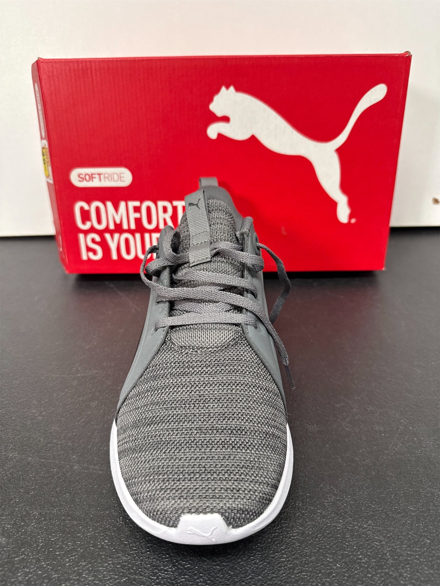 Puma Men's Softride Carson Knit Athletic Shoes - Dark Gray/Black, Size 7.5