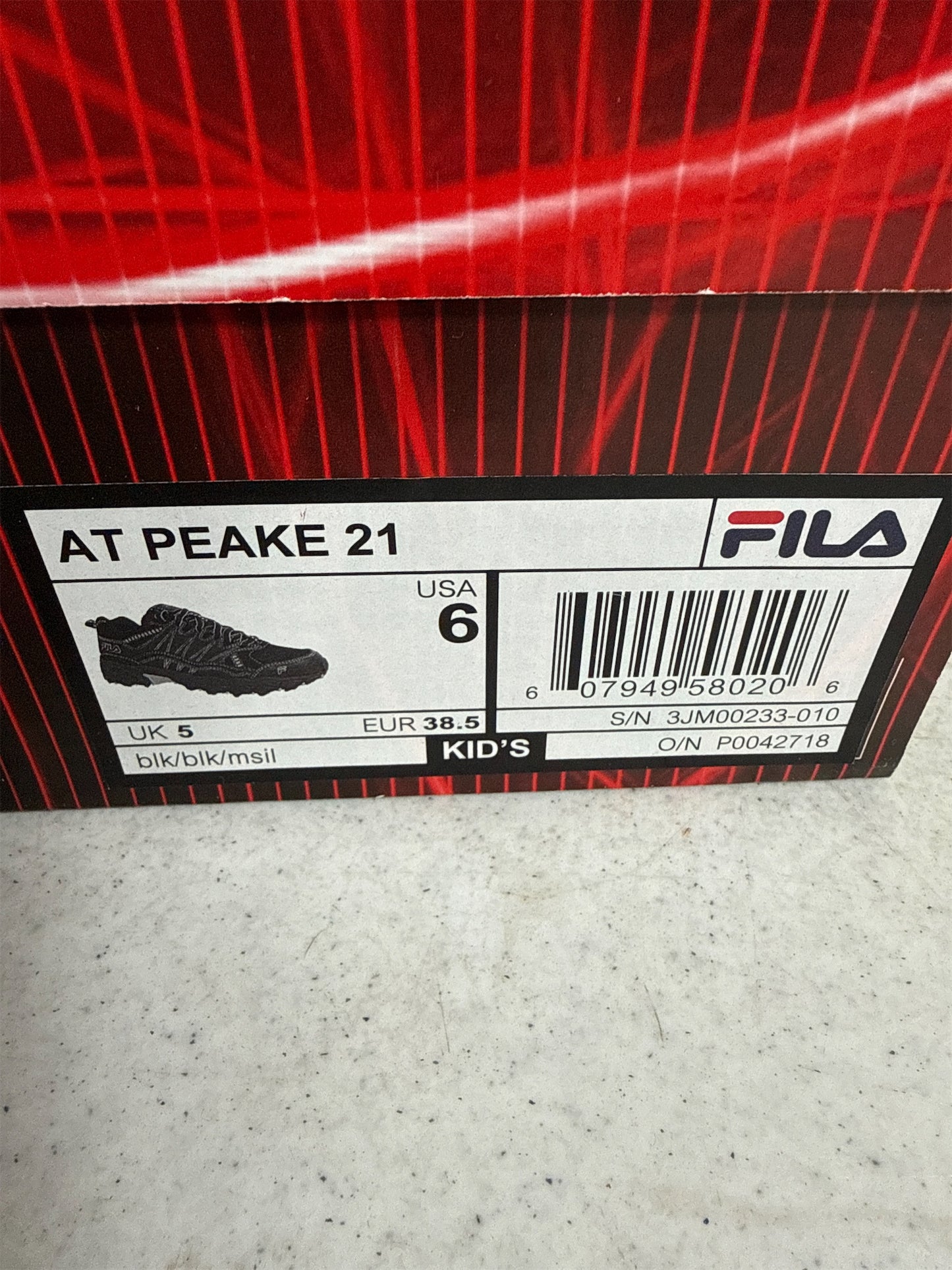 Fila Kids' AT Peake 21 Trail Running Shoes - Black, Size 6