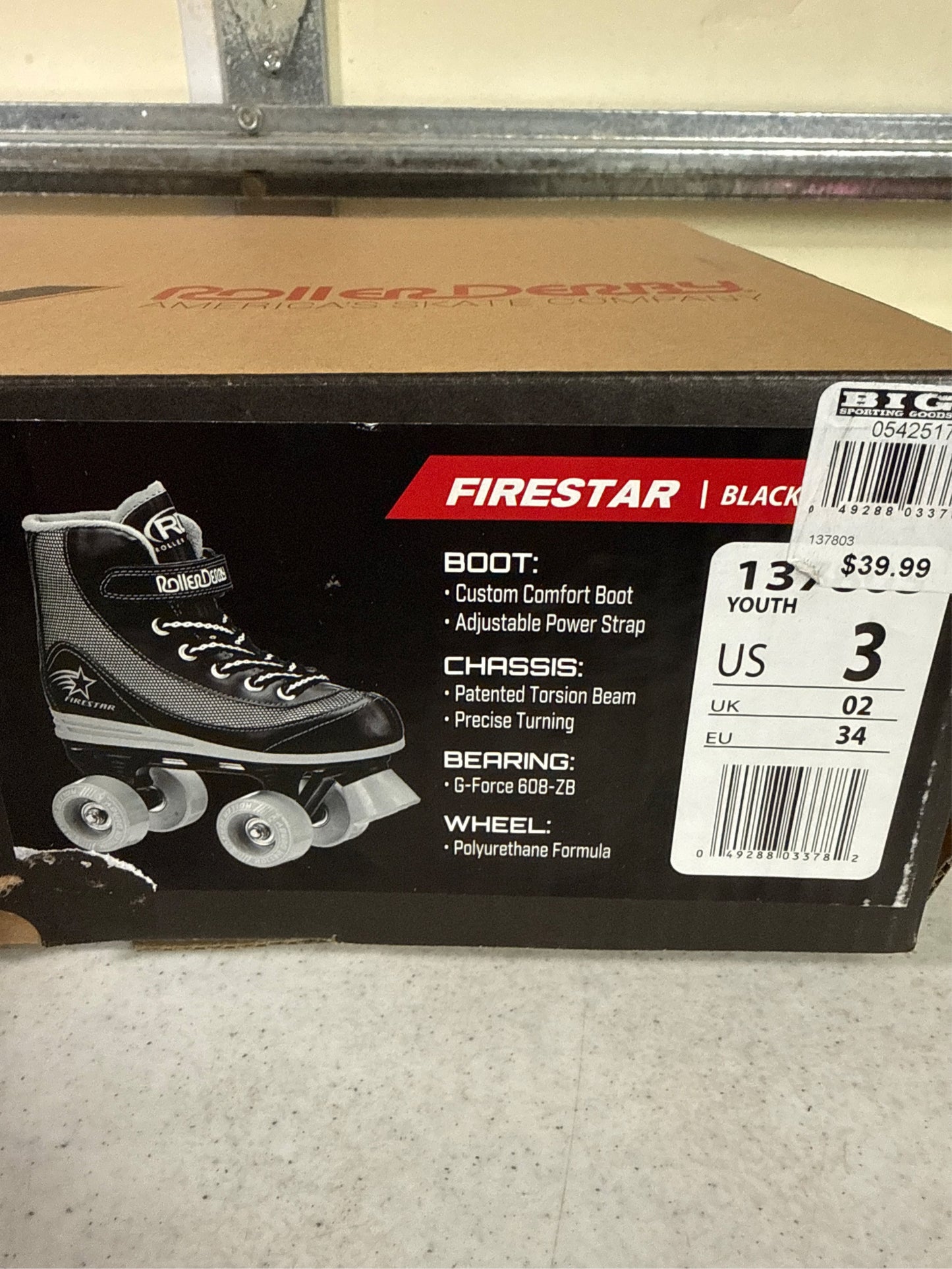 Roller Derby Boys' Firestar Roller Skates, Black, Youth Size 3