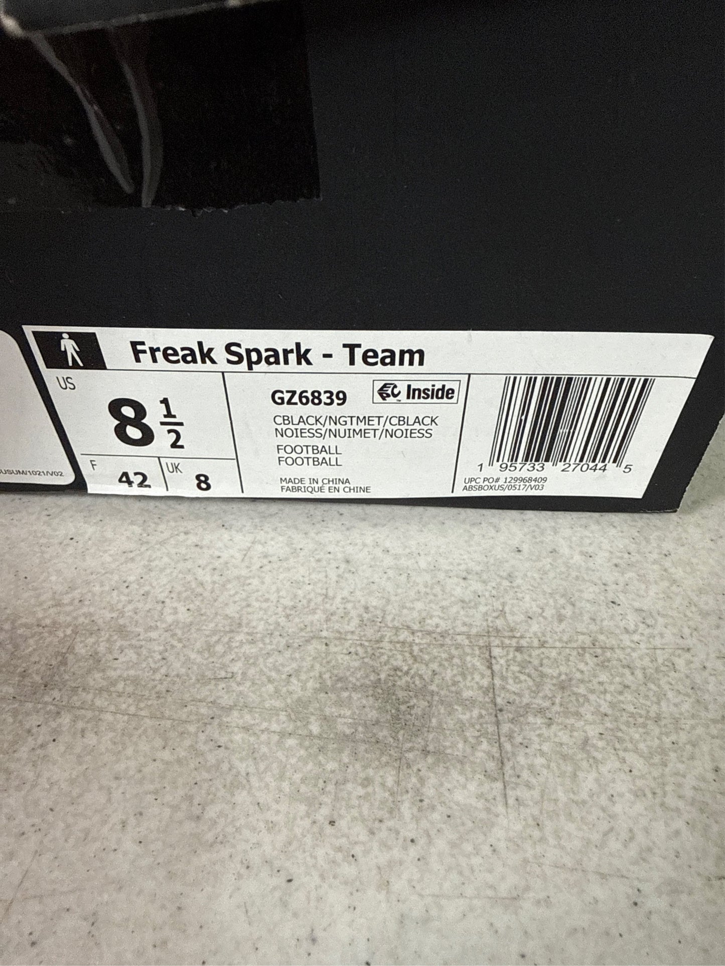 Adidas Men's Freak Spark Football Cleats - Black/Night Metallic, Size 8.5