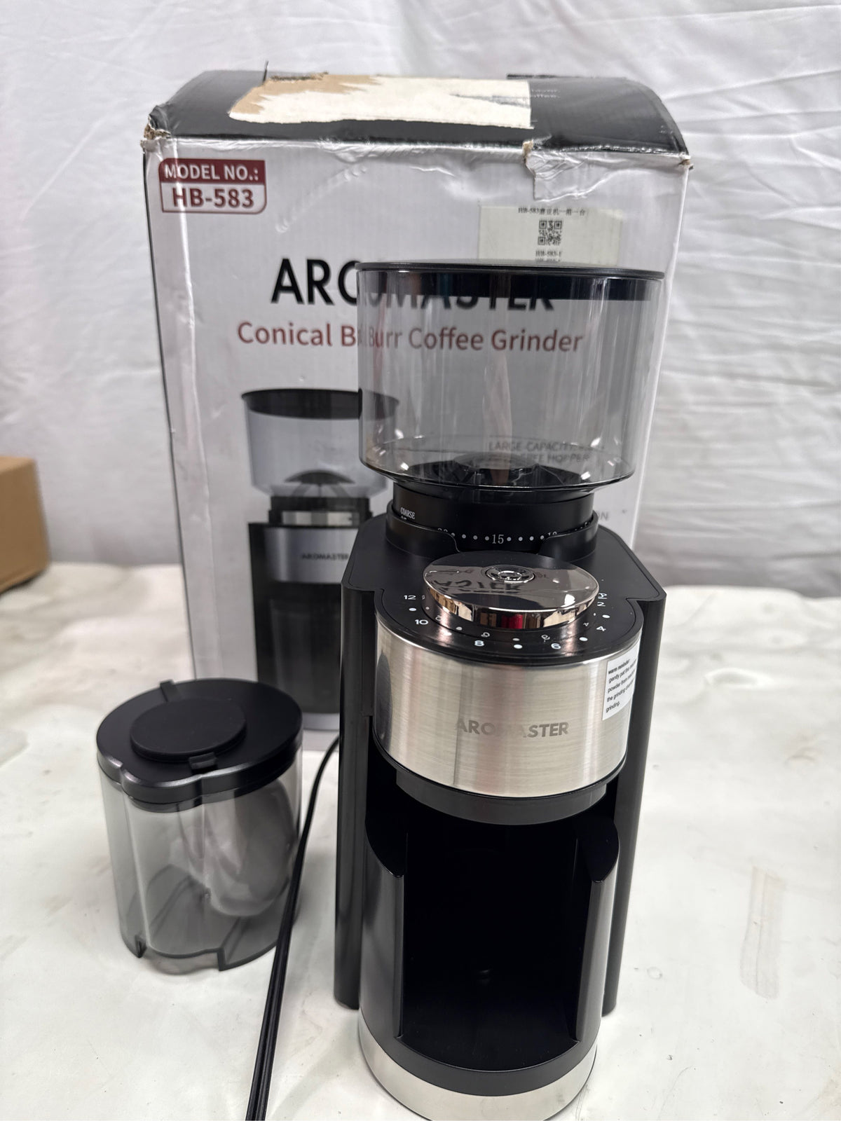 Aromaster Burr Coffee Grinder with 25 Grind Settings, Black