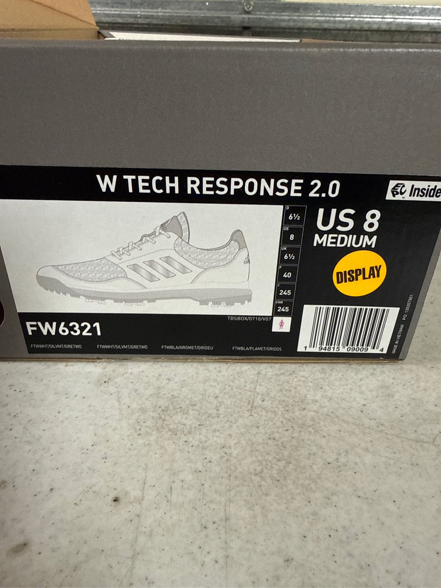 Adidas Women's Tech Response 2.0 Golf Shoes - White/Silver/Grey - Size 8