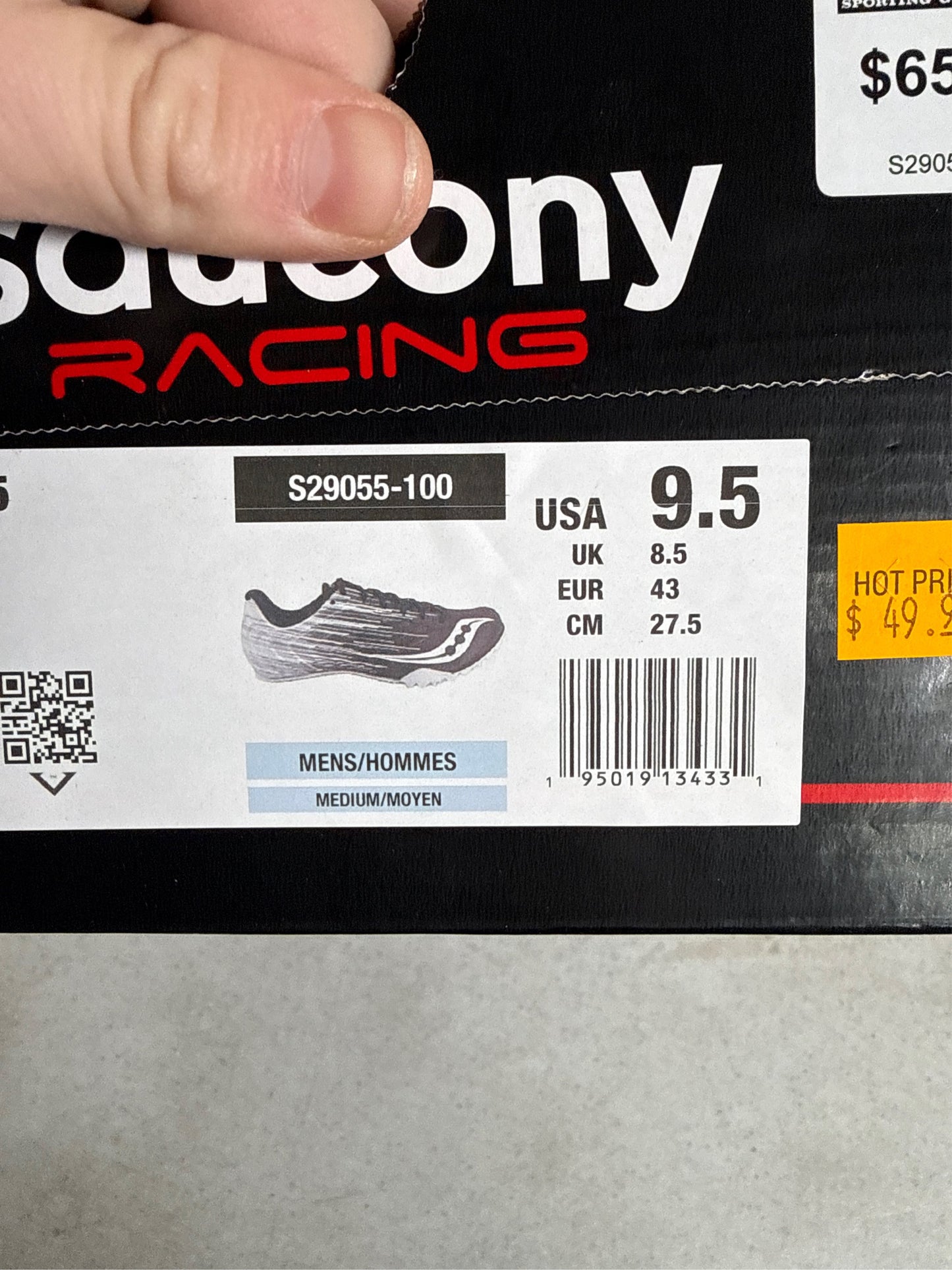 Saucony Men's Spitfire 5 Track Spikes - Black/White, Size 9.5