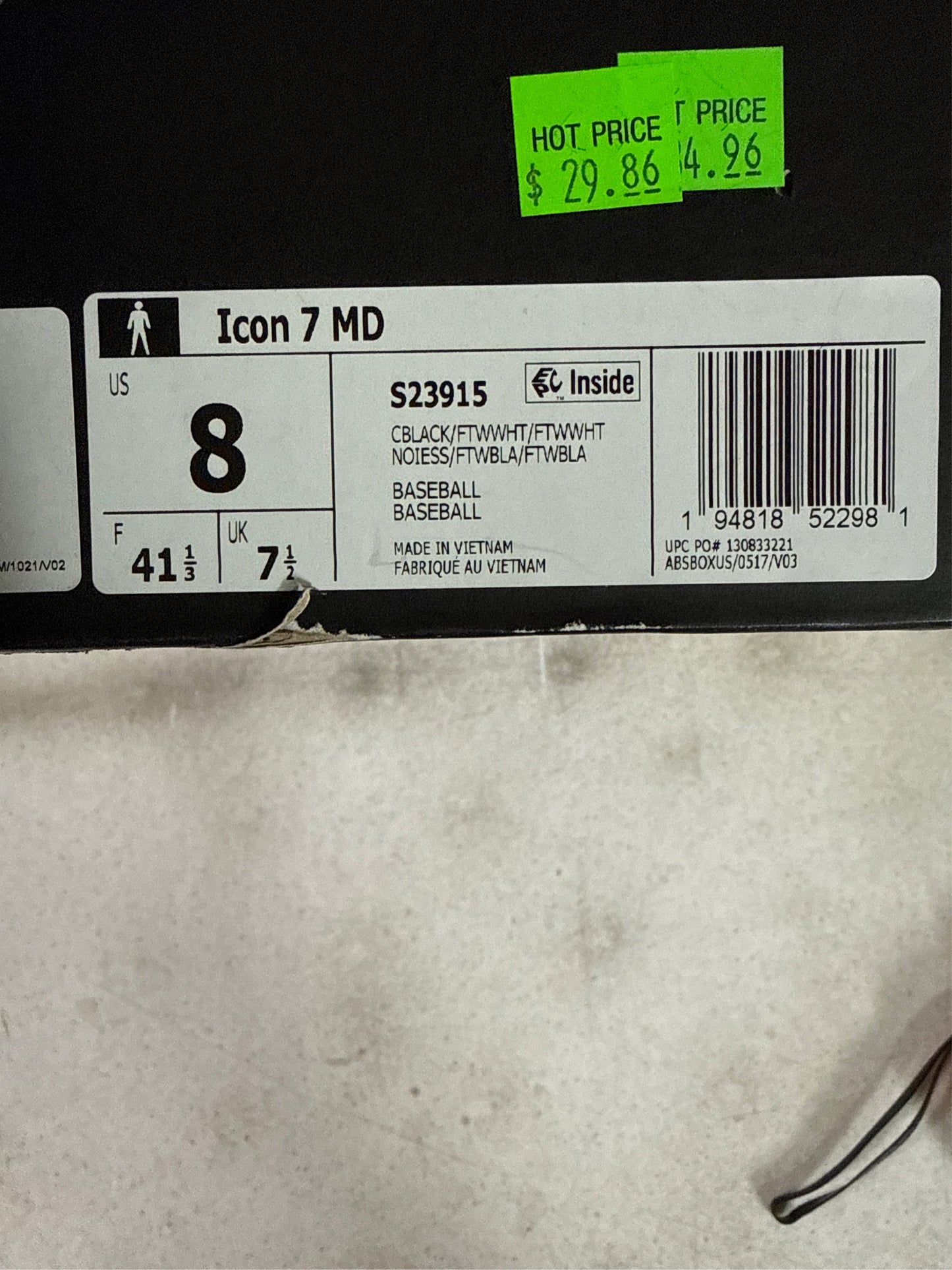 Adidas Men's Icon 7 MD Baseball Cleats - Black/White, Size 8