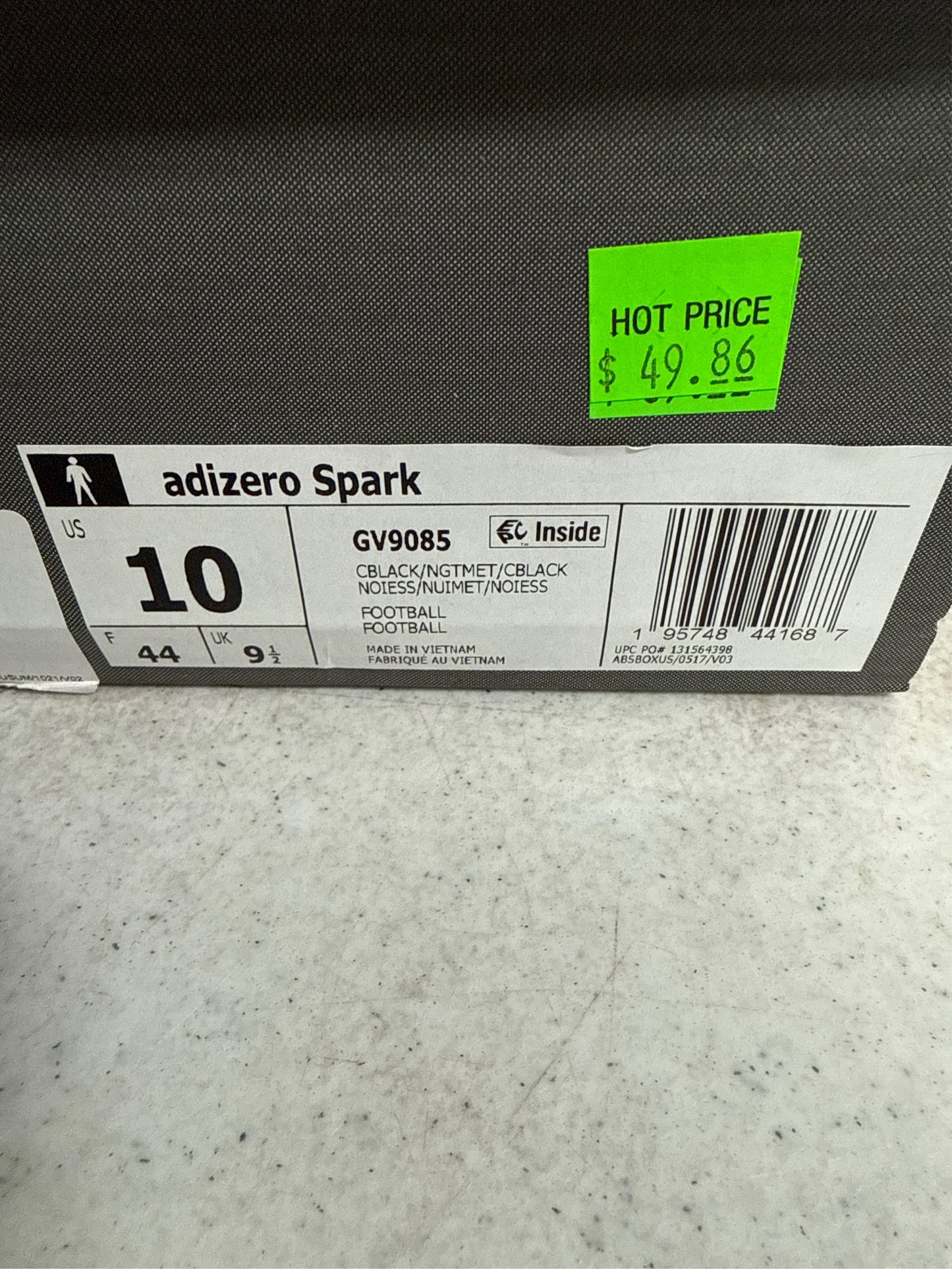 Adidas Men's Adizero Spark Football Cleats - Black/Night Metallic, Size 10